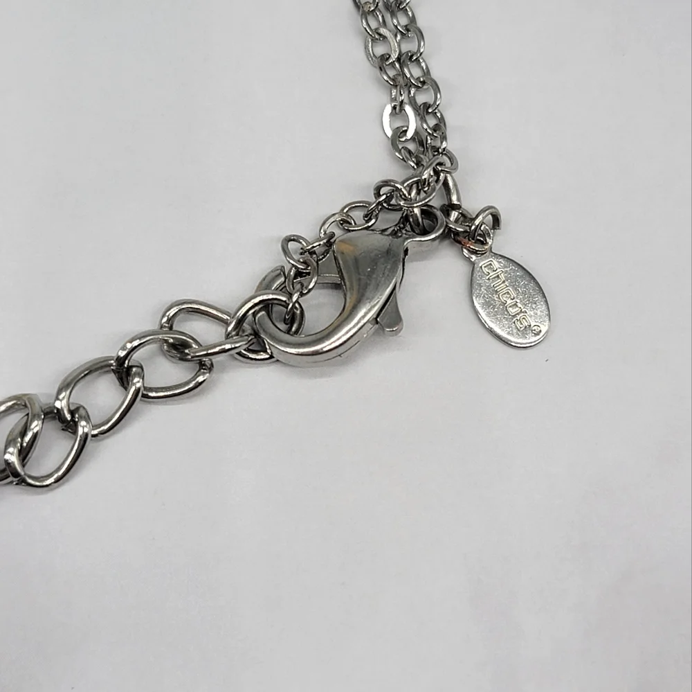 Chico’s Aquamarine Teardrop Station Necklace - Picture 7 of 7